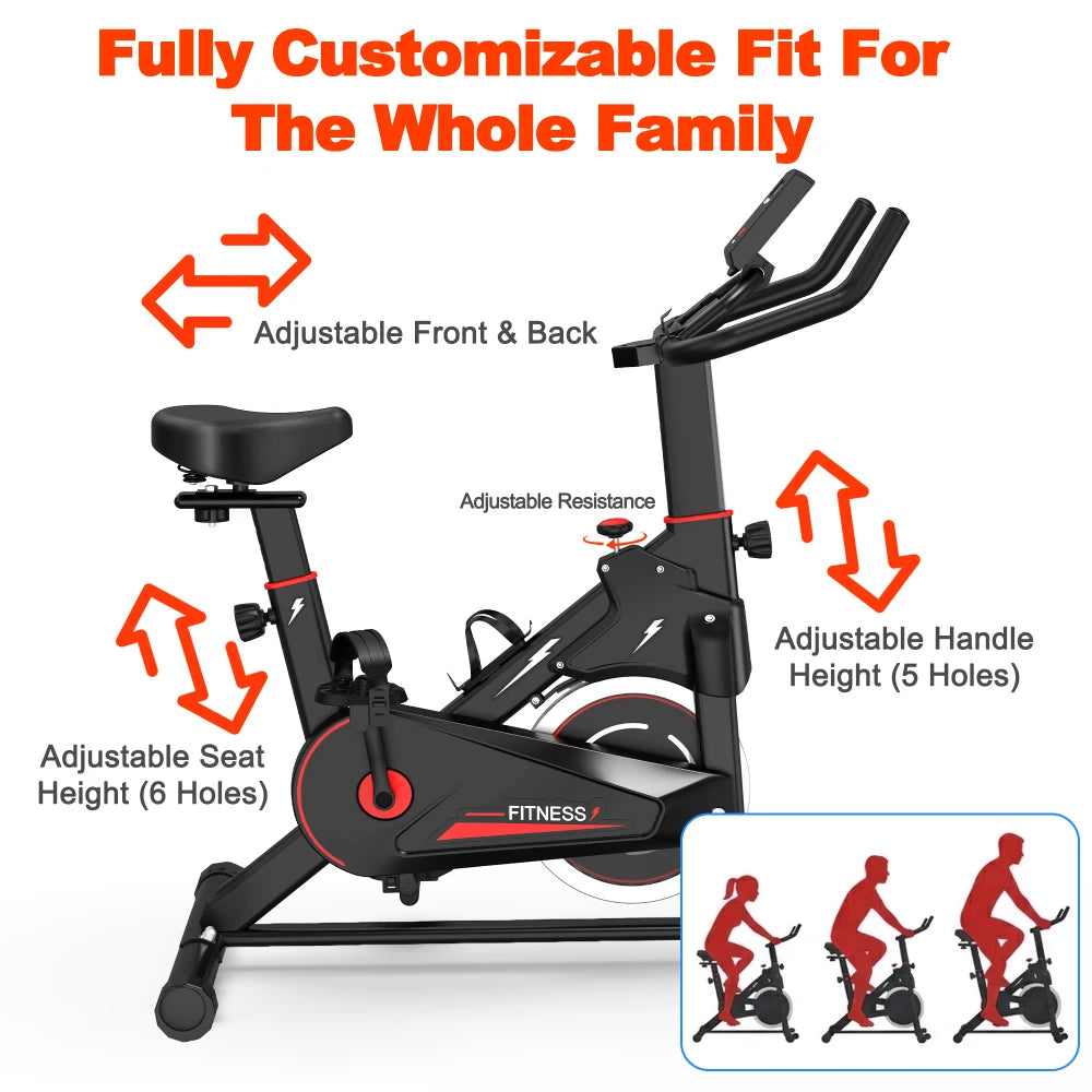 Ye Indoor Exercise Bike with Monitor, Adjustable Resistance, Comfortable Seat & Handlebars, Stable Base, Portable Design for Daily Indoor Fitness Workout