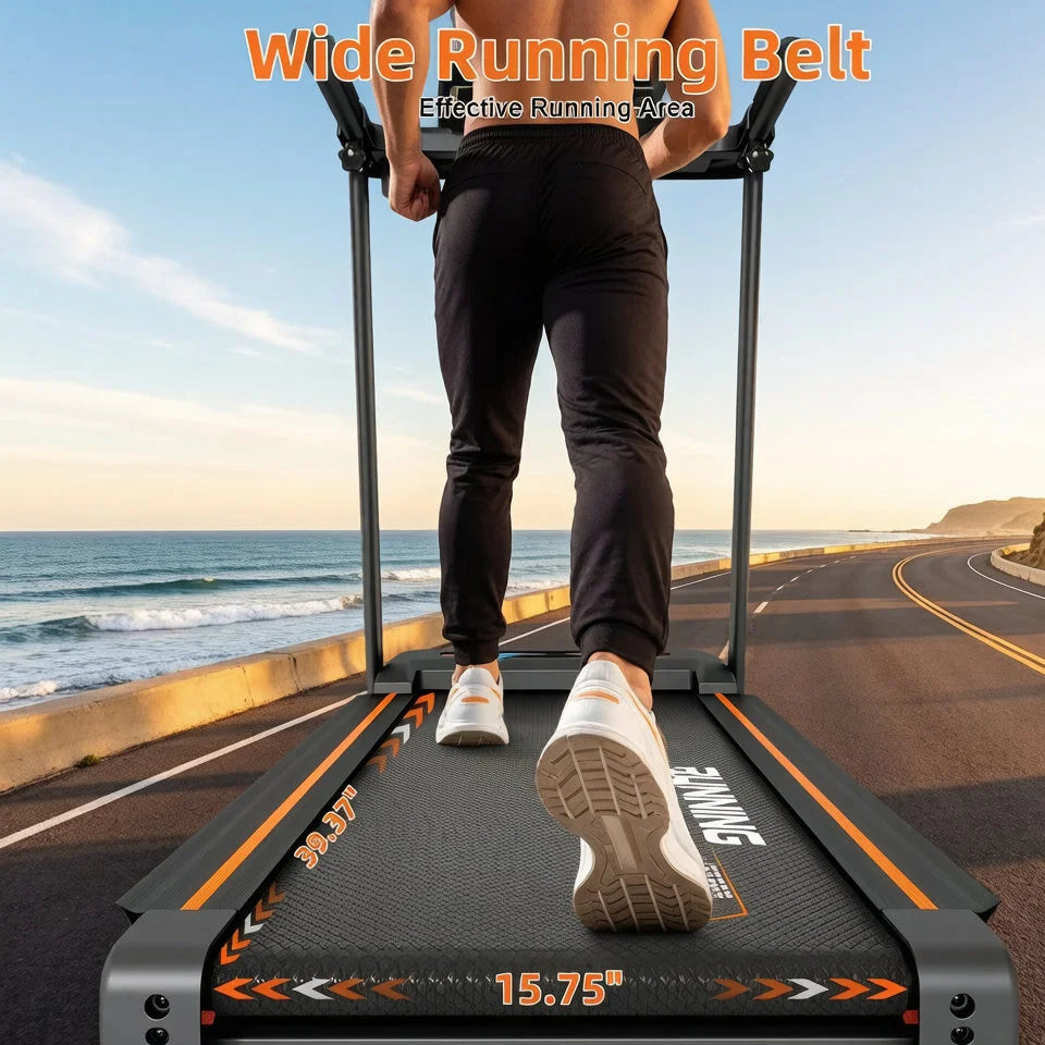 3.0HP Low Noise Folding Treadmill,15-Level Auto Incline,15.75 Inch Shock Absorption Belt,0.6-7.5MPH Adjustable Speed,330LBS Max Load,Knee Protection Indoor Home Fitness Equipment