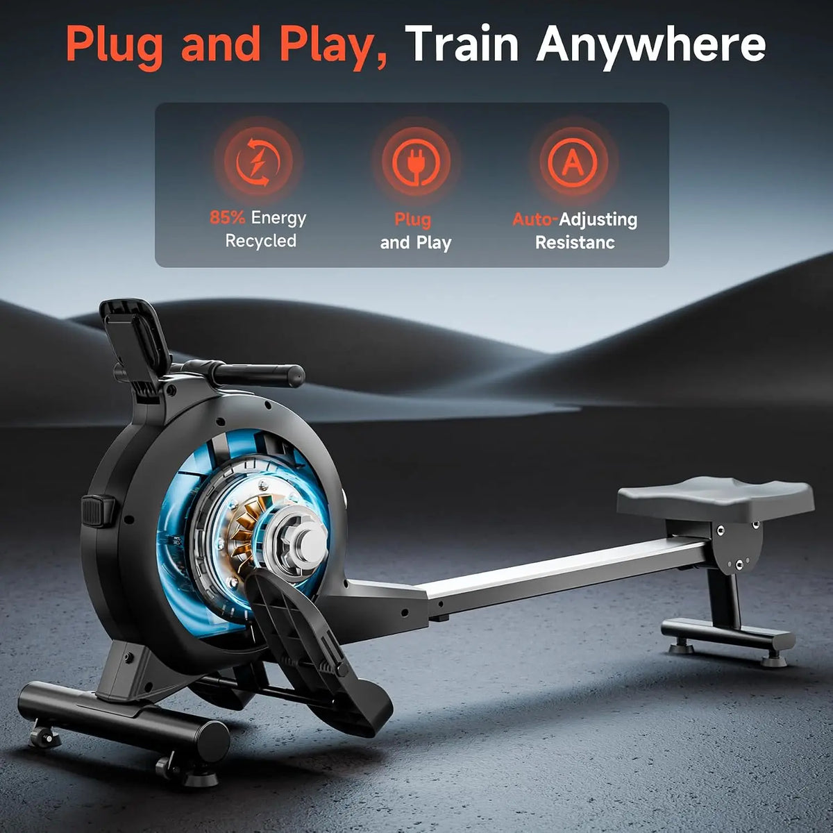 Rowing Machine, Magnetic Rowing Machine for Home, Upgraded 32-Levels Resistance with Smart Electronic Knob, 350 LBS Weight Capacity, Compact Rower Machine Easy Assembly.