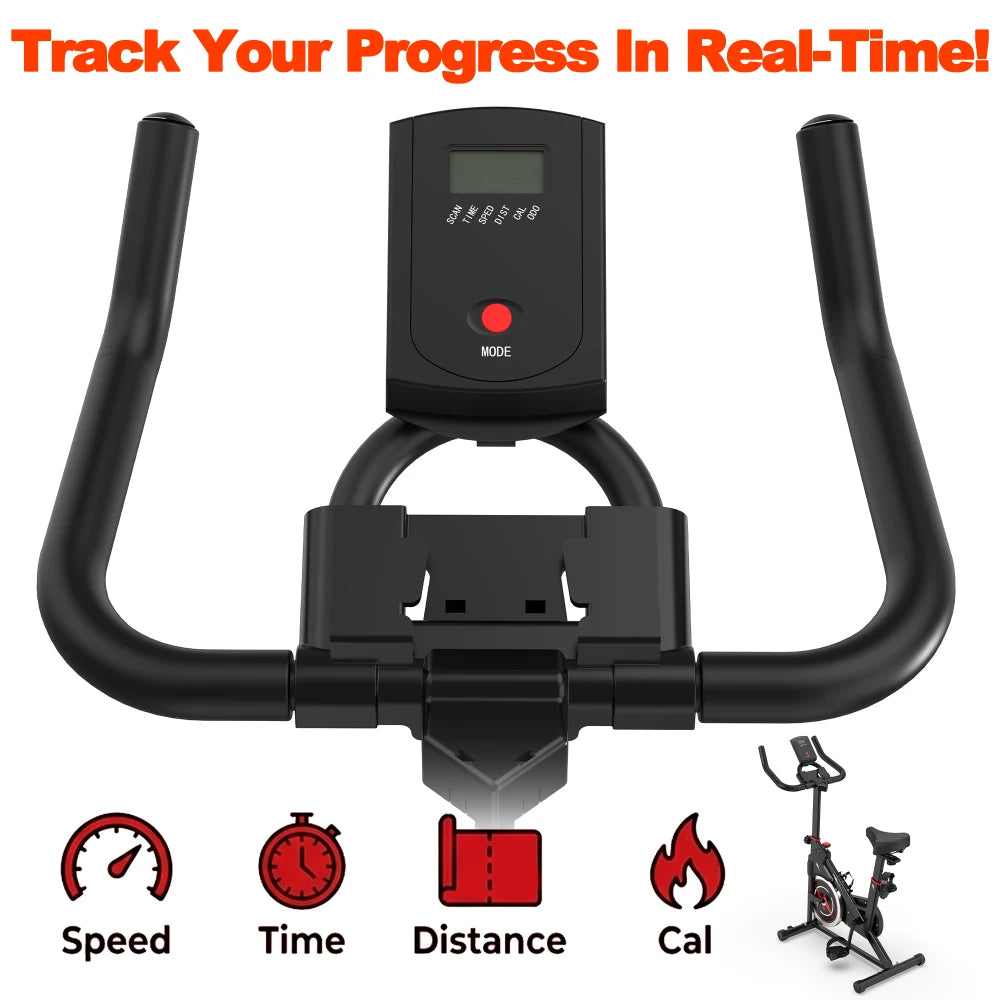 Ye Indoor Exercise Bike with Monitor, Adjustable Resistance, Comfortable Seat & Handlebars, Stable Base, Portable Design for Daily Indoor Fitness Workout