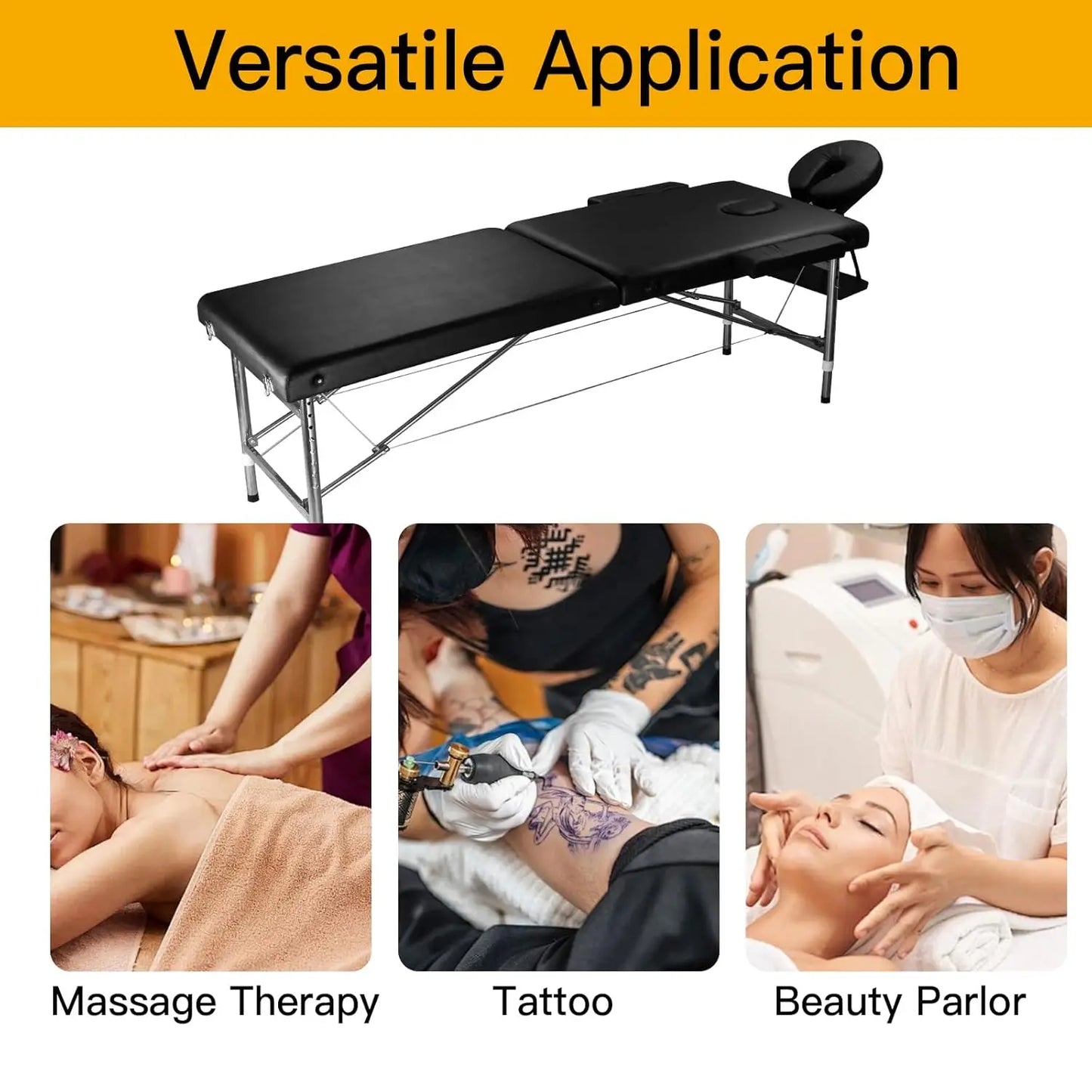 Portable 24' Wide Massage Table Adjustable Folding Lightweight Aluminum Esthetician Bed Tattoo Chair，Customized
