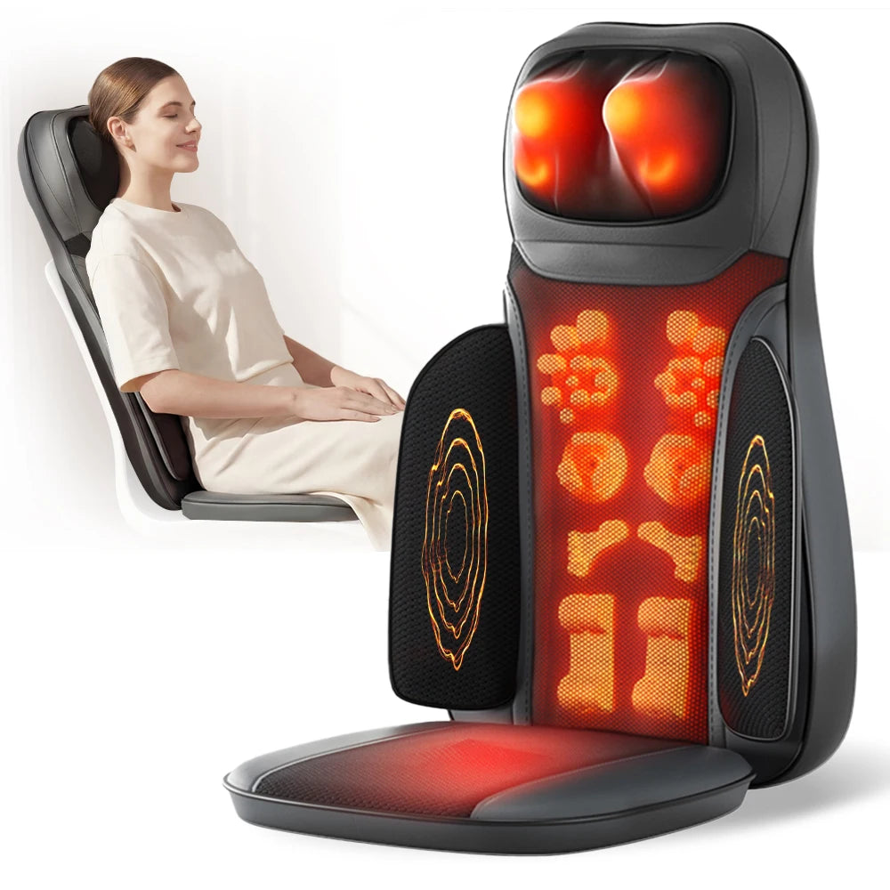 Shiatsu Neck Back Massager with Heat, Adjustable Massage Chair Pad Back Support Massage Seat Cushion for Full Body Massager Gifts for Dad Mom, Adjustable Intensity and Height for Office Chair and Home Use