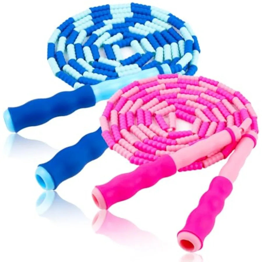 Jump Rope for,Adjustable Jump Ropes for 4 5 6 7 8 10 12, Tangle Free Jumping Rope Age 8-12, Segmented Soft Beaded Skipping Rope