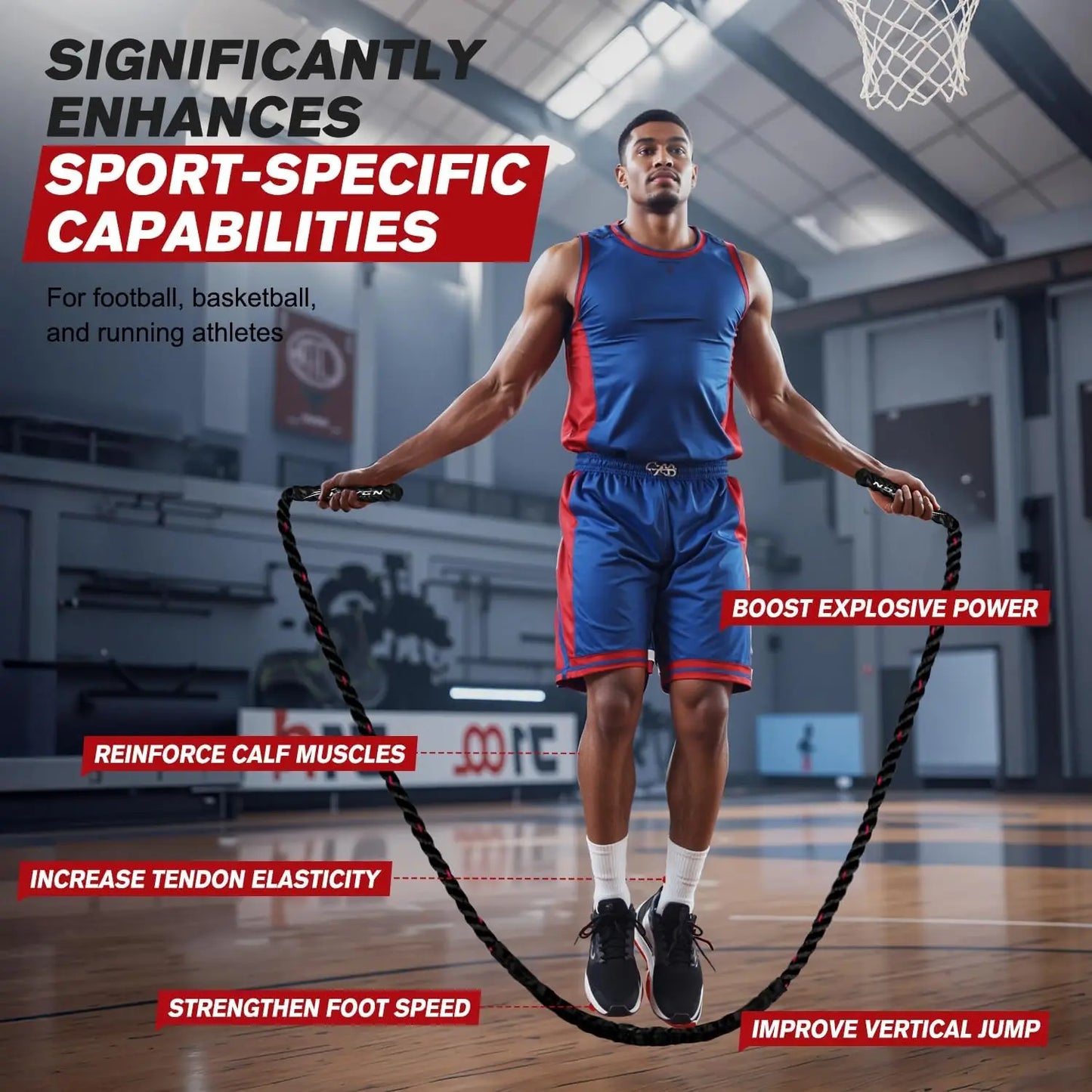 Weighted Jump Rope for Men & Women, 2.8lb 3.8lb 5lb Heavy Skipping Rope, Home Workout Equipment for Strength Training