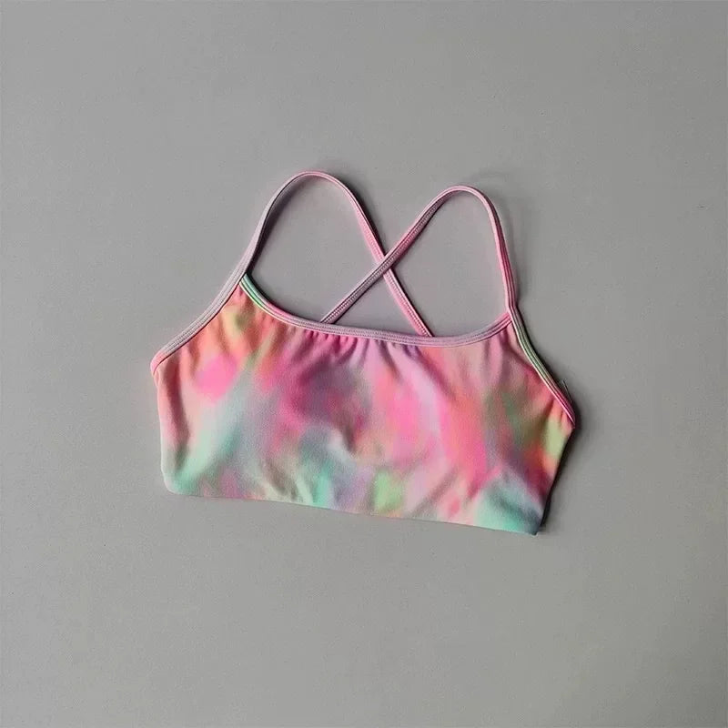 Women Cross Back Sports Bra Shockproof Gathered Gym Running Yoga Vest Summer Outdoor Comfortable Fitness Wear