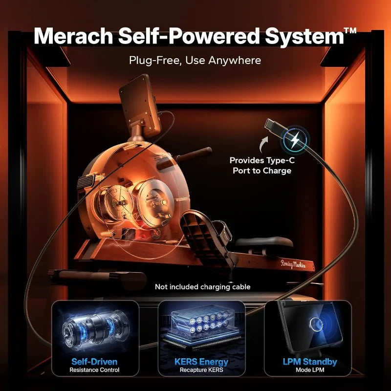 MERACH Pro-Grade Rowing Machines for Home, Smart Magnetic Rowing Machine with Self-Generation, Double Resistance