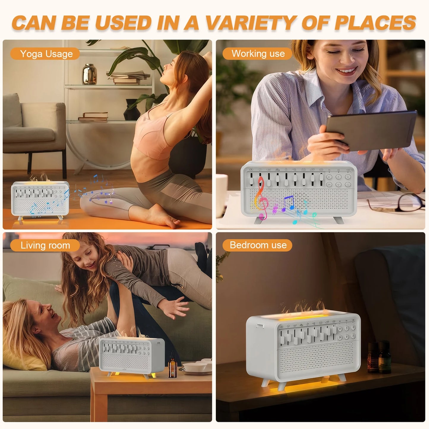Smart Aroma Diffuser Bluetooth Speaker White Noise Sleep Aid Humidifier with Timer 8 Nature Sounds LED Night Light for Bedroom