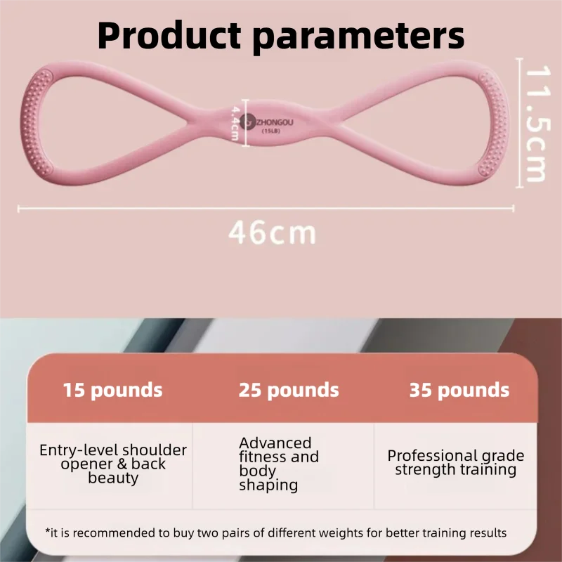 Silicone 8 Shaped Resistance Band Women Yoga Stretch Rope Shoulder Open Back Home Gym Body Shaping Exercise Band