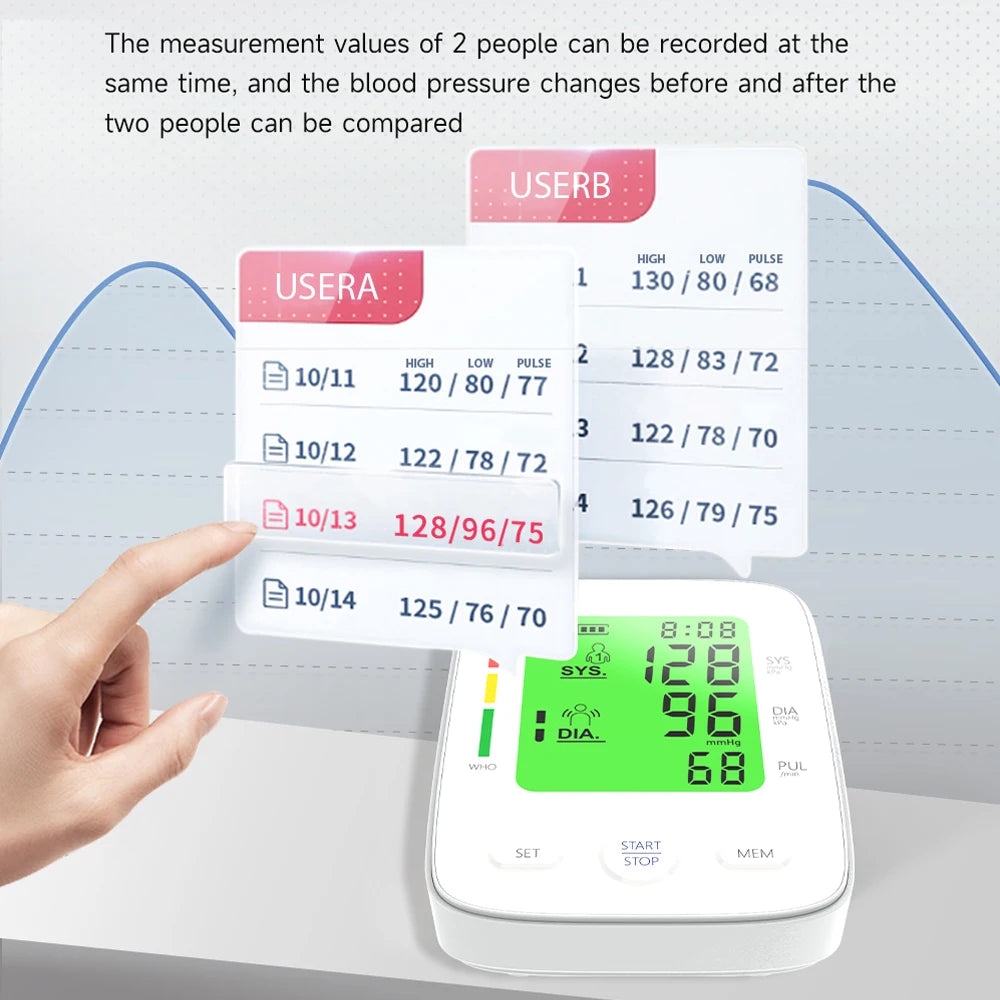 Kingclinic LCD Portable Upper Arm Blood Pressure Monitor Portable Digital Sphygmomanometer BP monitor