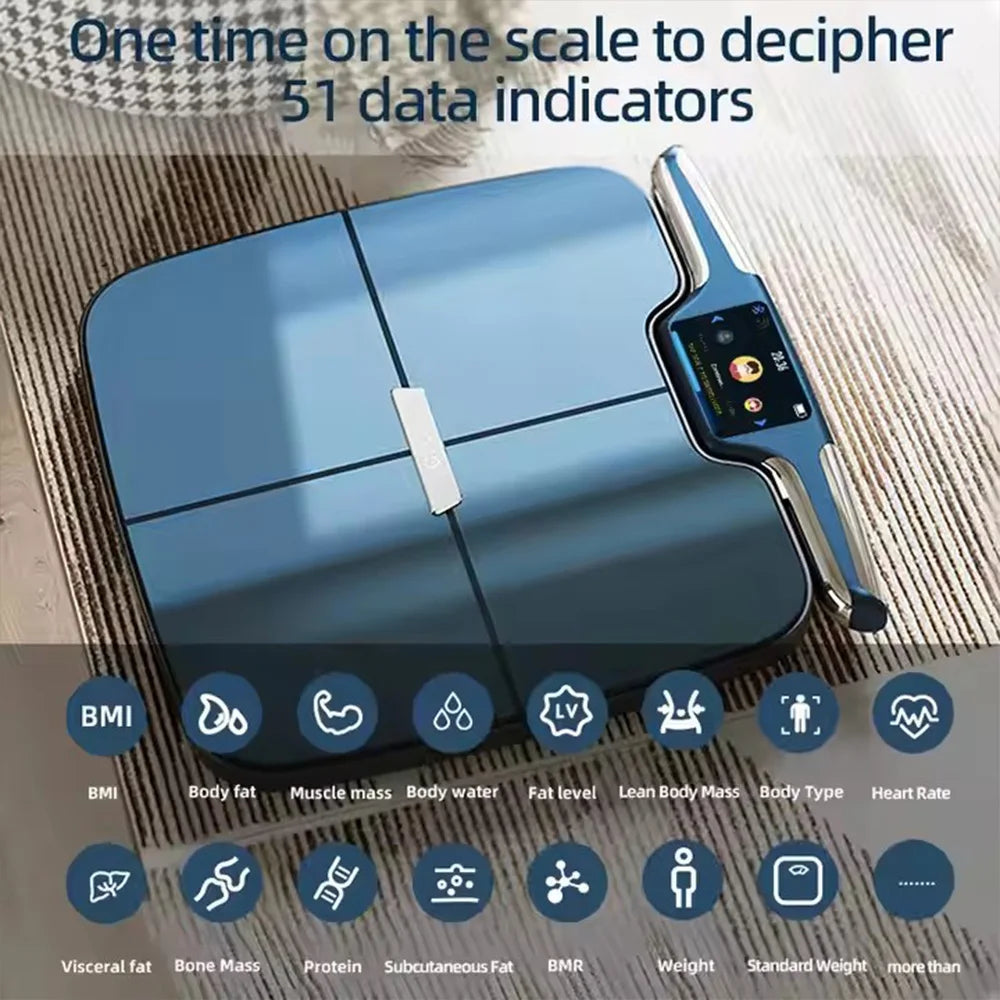 Smart Scale FSA&HSA Eligible, 8 Electrodes Digital Bathroom Scale for Body Weight and Fat, BMI, Muscle Mass, Color TFT