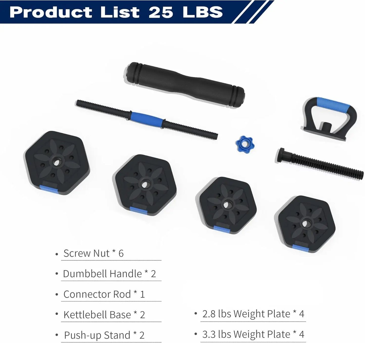 Adjustable Dumbbell Set with Connector, Hexagon Non-Rolling Weights for Home Gym
