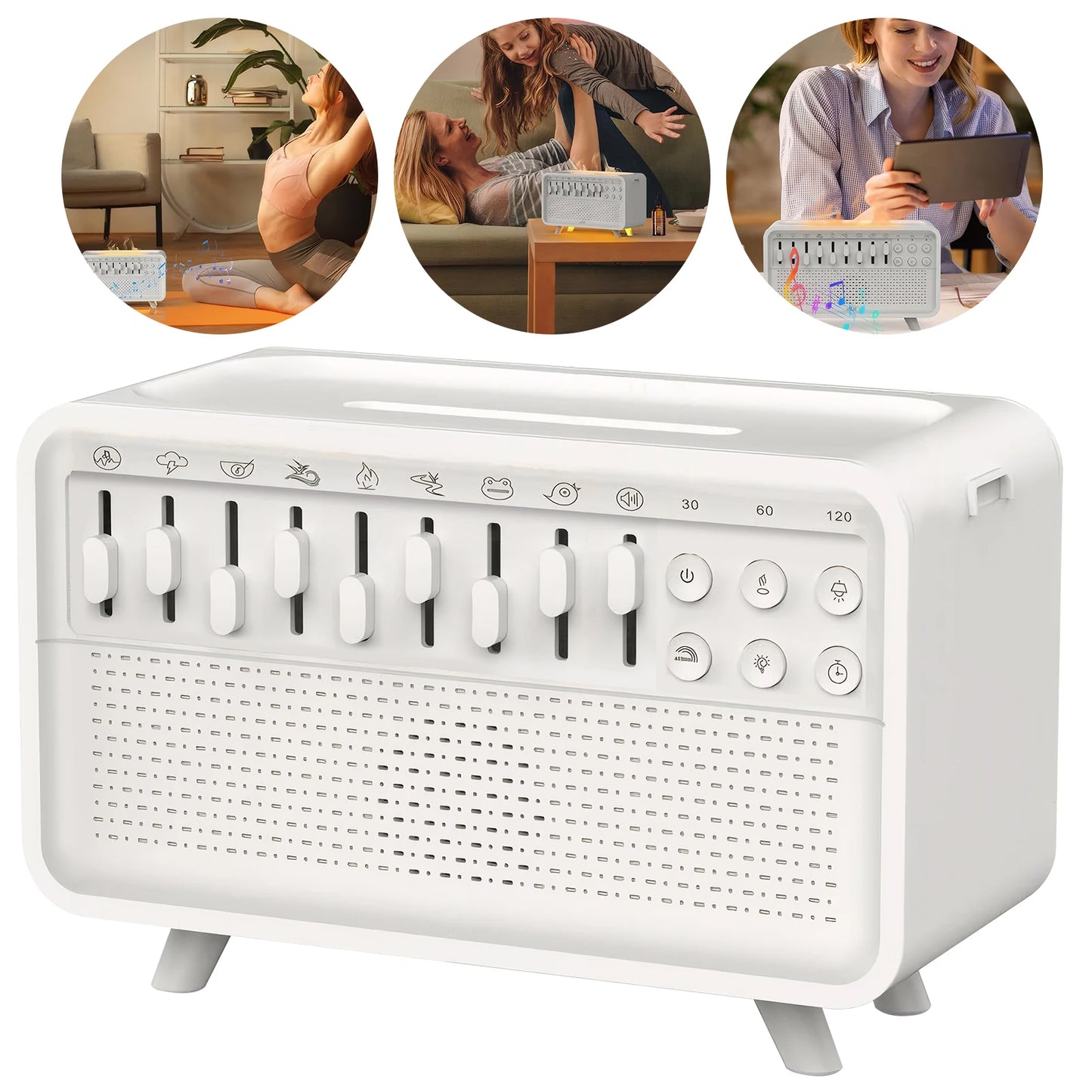 Smart Aroma Diffuser Bluetooth Speaker White Noise Sleep Aid Humidifier with Timer 8 Nature Sounds LED Night Light for Bedroom