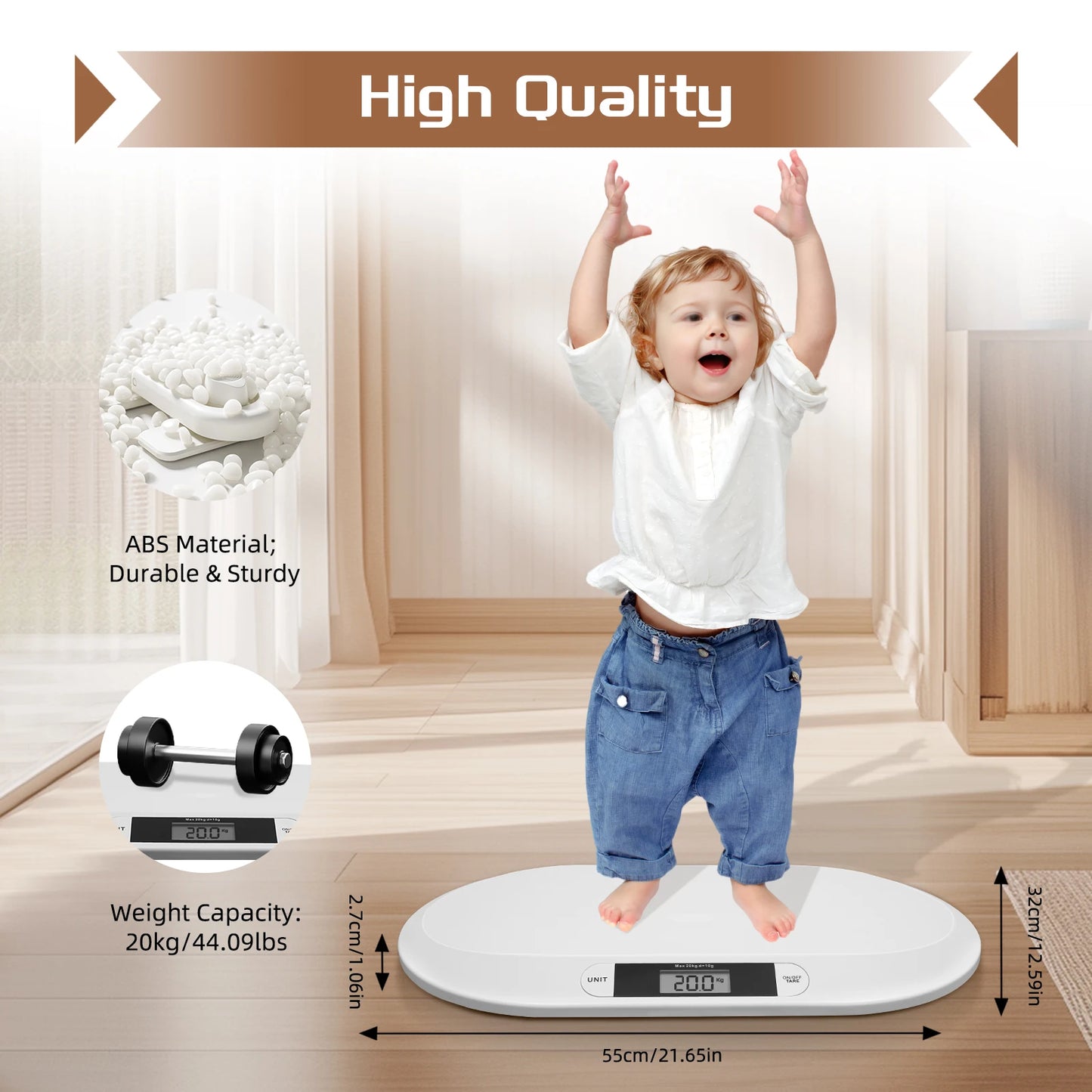 Baby Weighing Scale Digital Baby Scale W/ Large 20kg Capacity,High Precision Sensor, And Ergonomic Design for Baby’s Health