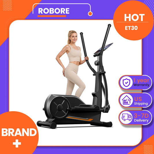 ROBORE ET30 Elliptical Exercise Machine with 16 Levels Resistance, Hyper-Silent Magnetic Elliptical Machine for Home with 12" Stride & Heart Rate Grips and LCD Monitor, 330LBS Weight Capacity
