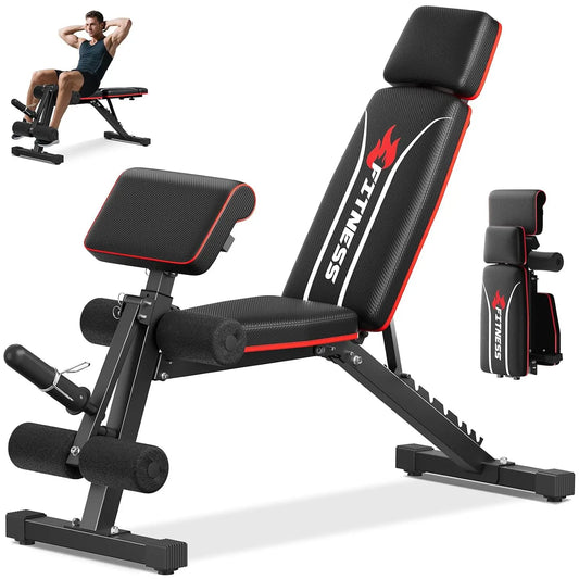 Adjustable Weight Bench with Leg Extension & Headrest, 900LBS Incline Decline Flat Bench for Home Gym Exercise, Customized