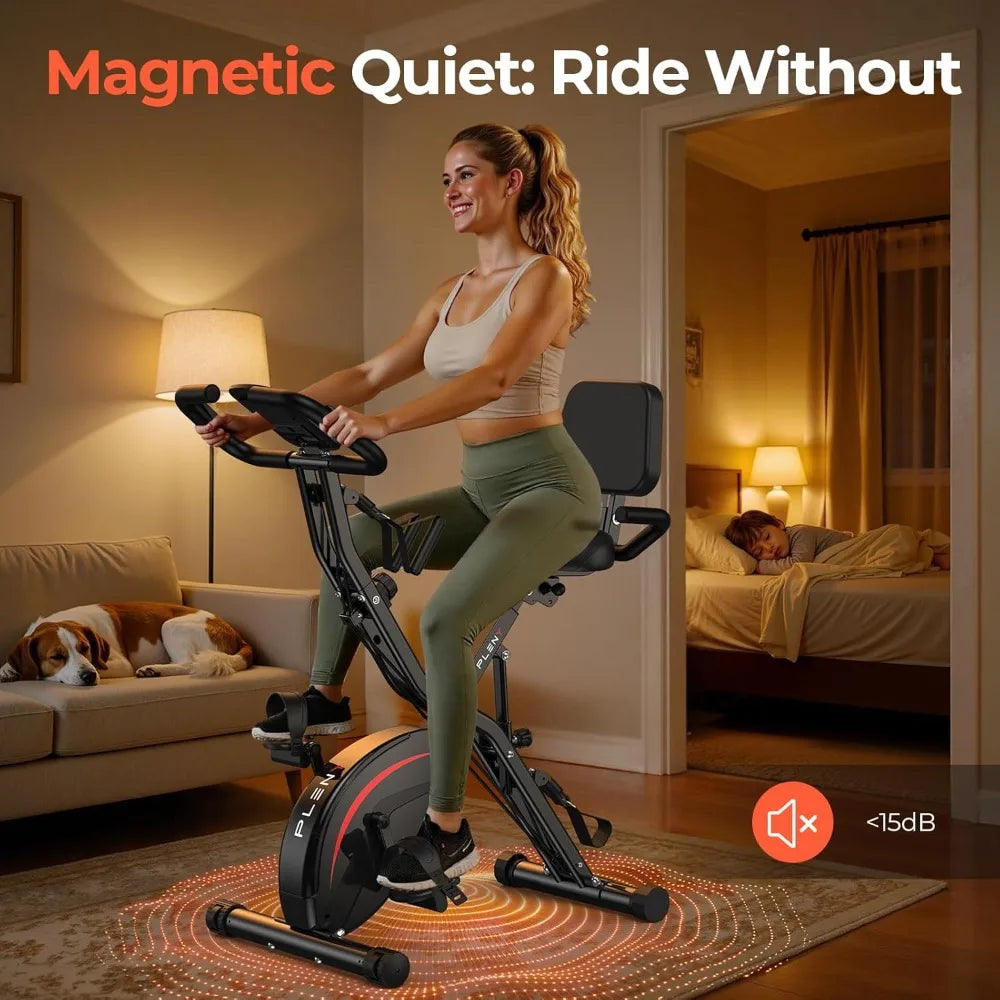 Pleny Folding Exercise Bike, 5 IN 1 Stationary Bikes for Home 6.6 LBS Flywheel