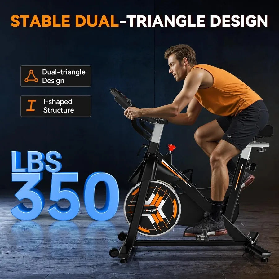 Exercise Bike for Home Stationary Bike with App Support Silent Belt Drive Heavy Flywheel Multi-Grip Handlebars Upgraded Digital