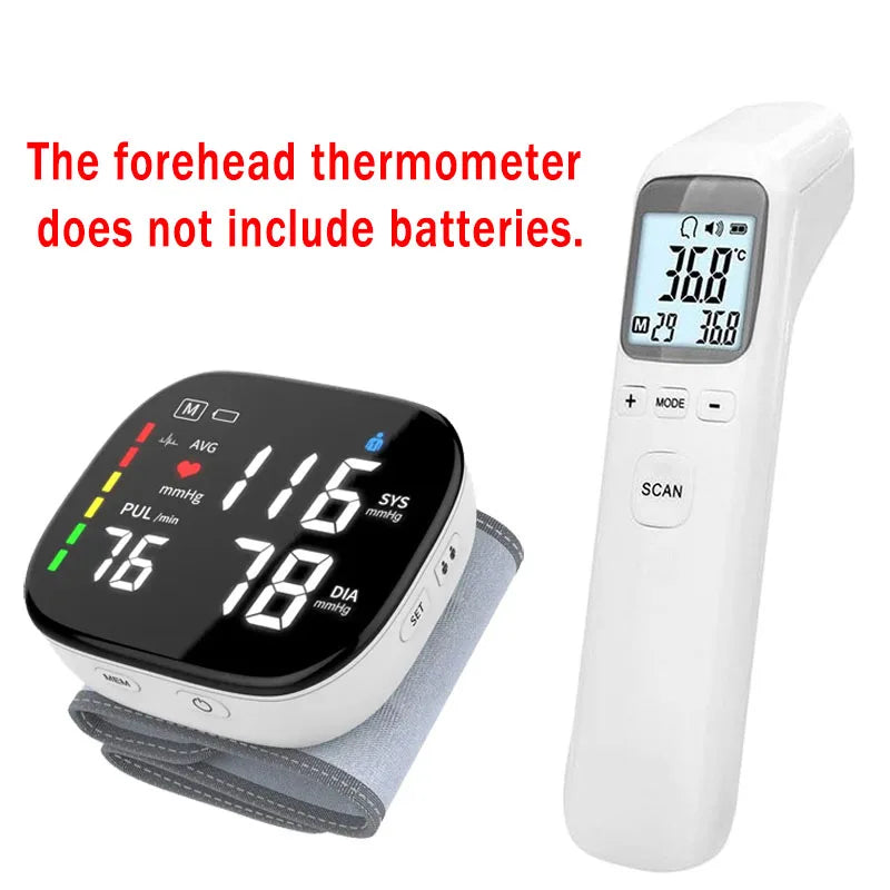 2-3 pcs Blood Pressure, SpO2 & Temperature Monitoring, Rechargeable Blood Pressure Monitor Large Font Large-sized LCD Screen Voice Broadcast Portable Capable of Storing Monitoring Data