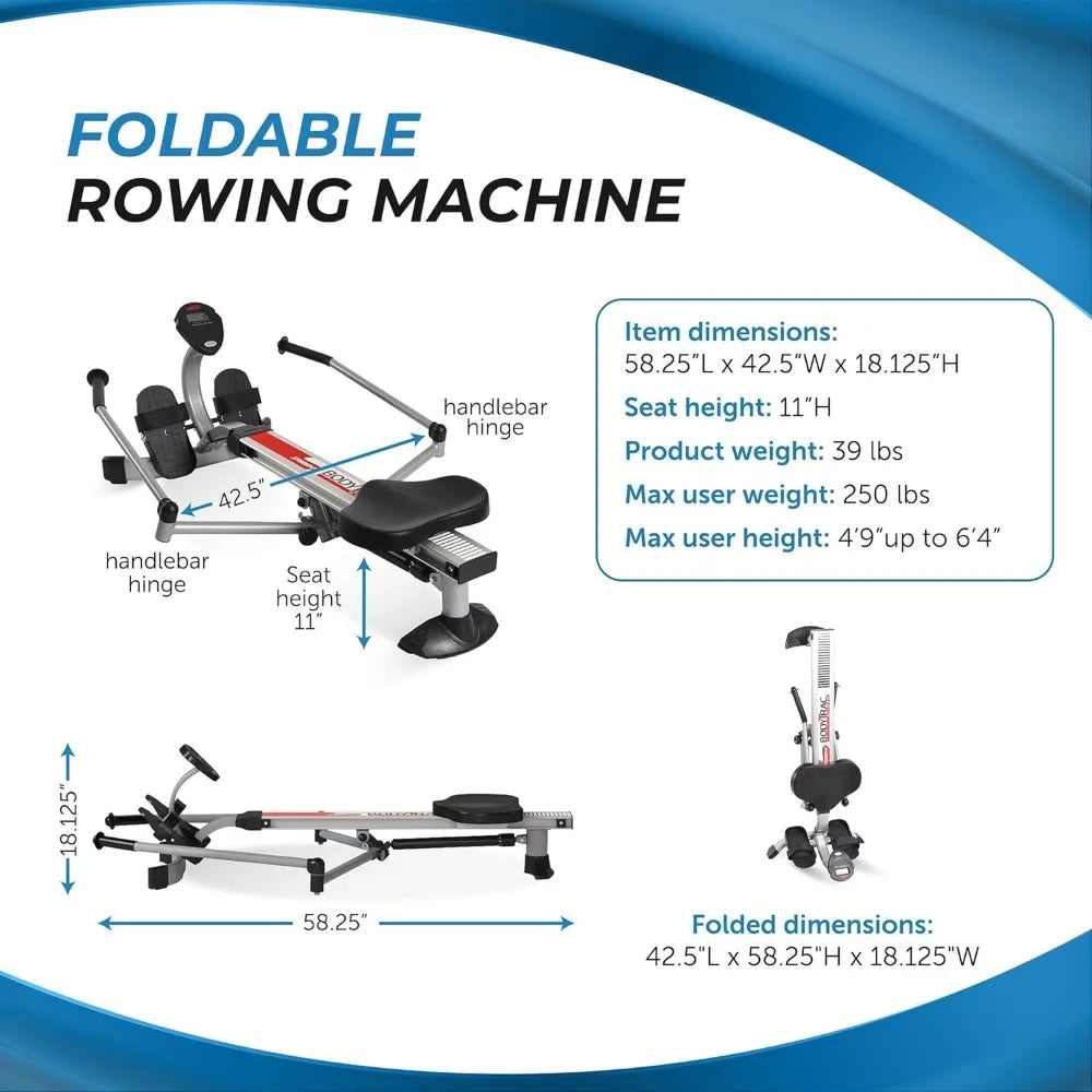Stamina Hydraulic Rowing Machine, BodyTrac Glider with Cylinder Resistance, 250 Lbs - Home
