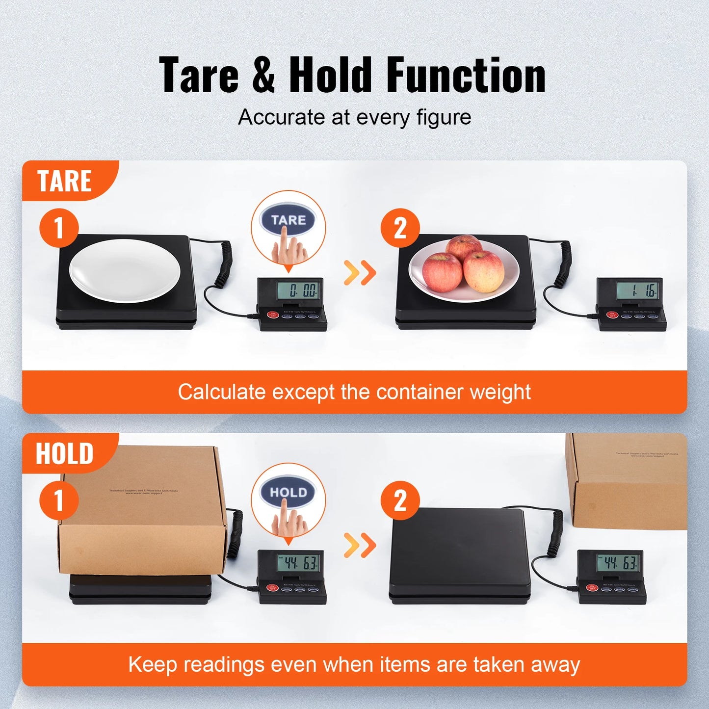 SucceBuy 110 lbs Digital Postal Shipping Scale with Timer 90° Foldable LCD Screen AC/DC Powered Package Scale for Laggage Home