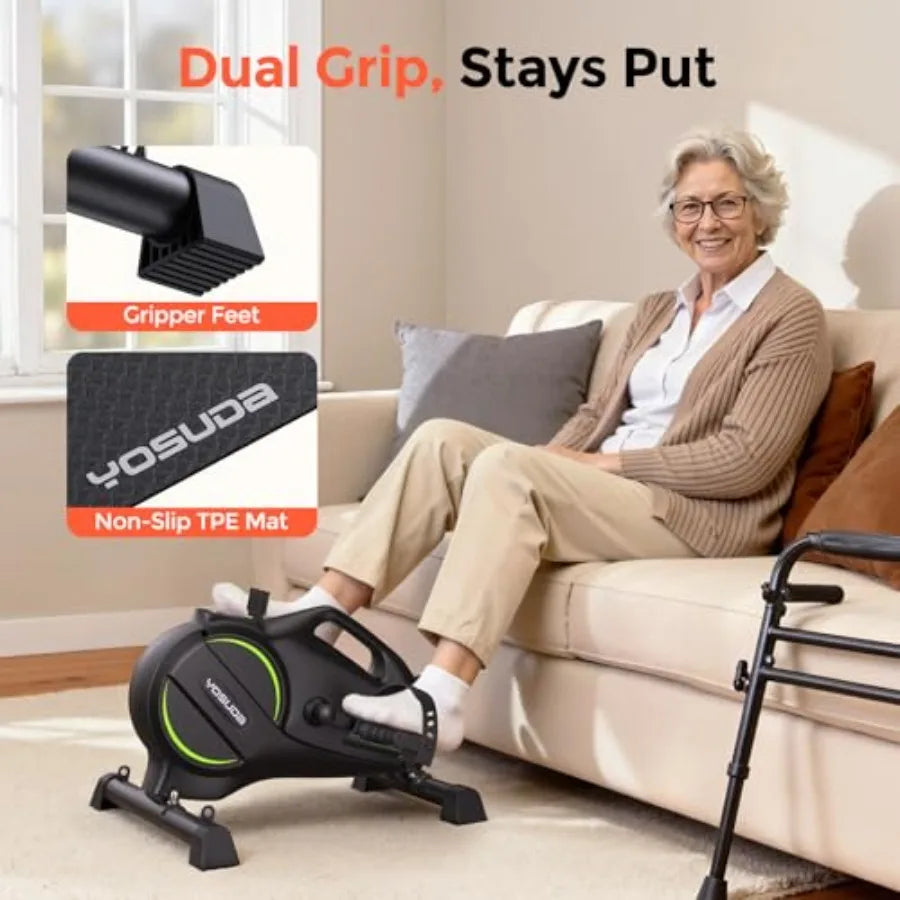 Under Desk Bike Pedal Exerciser Magnetic Mini Exercise Bike Desk Pedal Bike for Home Office Workout in Black with Smooth Silent