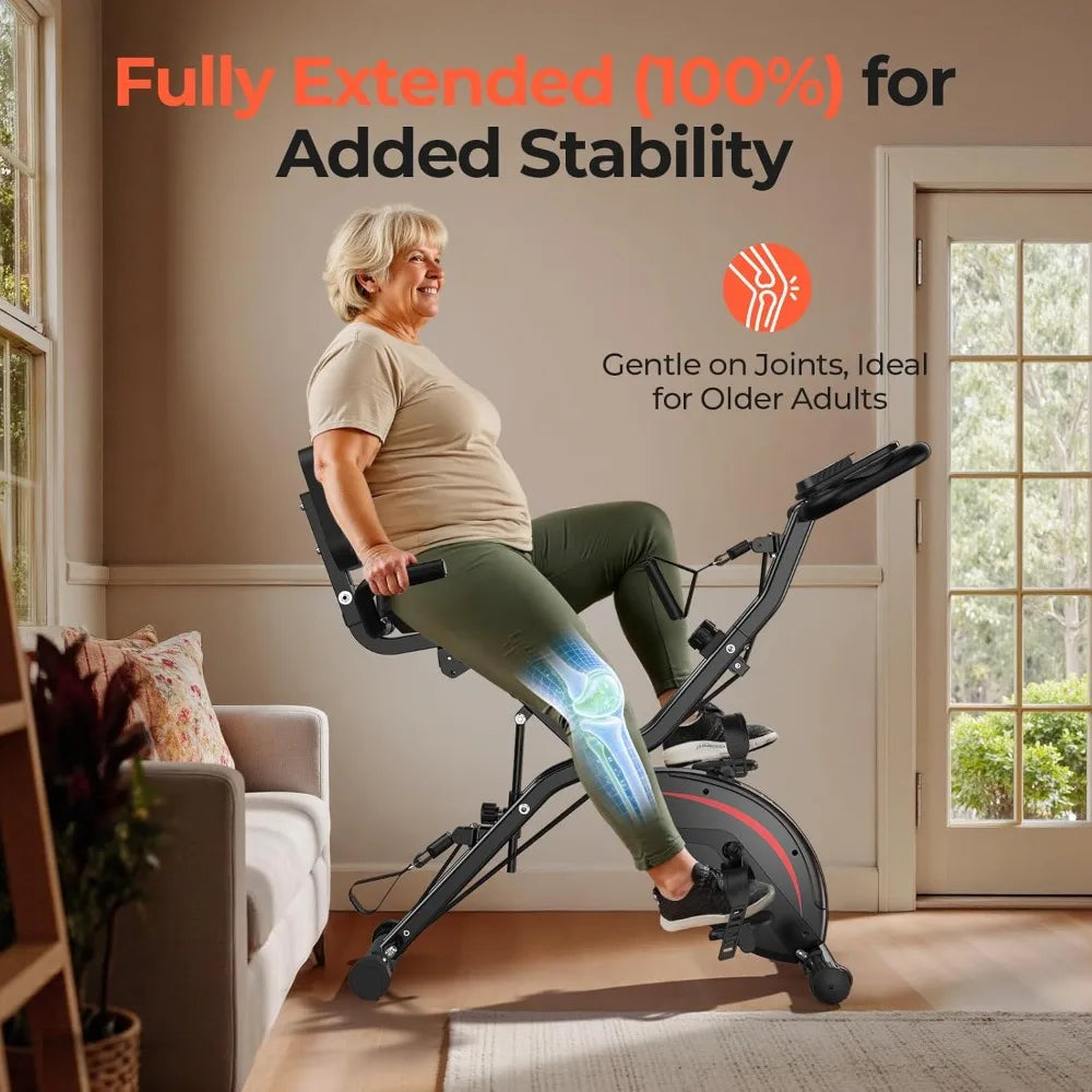 Pleny Folding Exercise Bike, 5 IN 1 Stationary Bikes for Home 6.6 LBS Flywheel