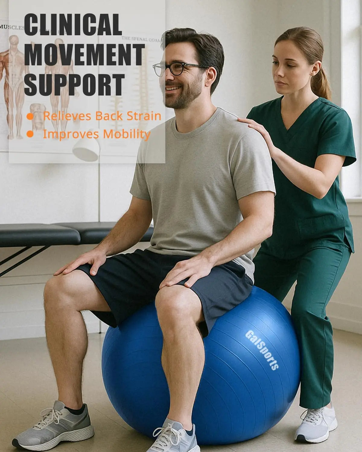 Anti-Burst Slip Resistant Stability Ball for Home Gym and Physical Therapy