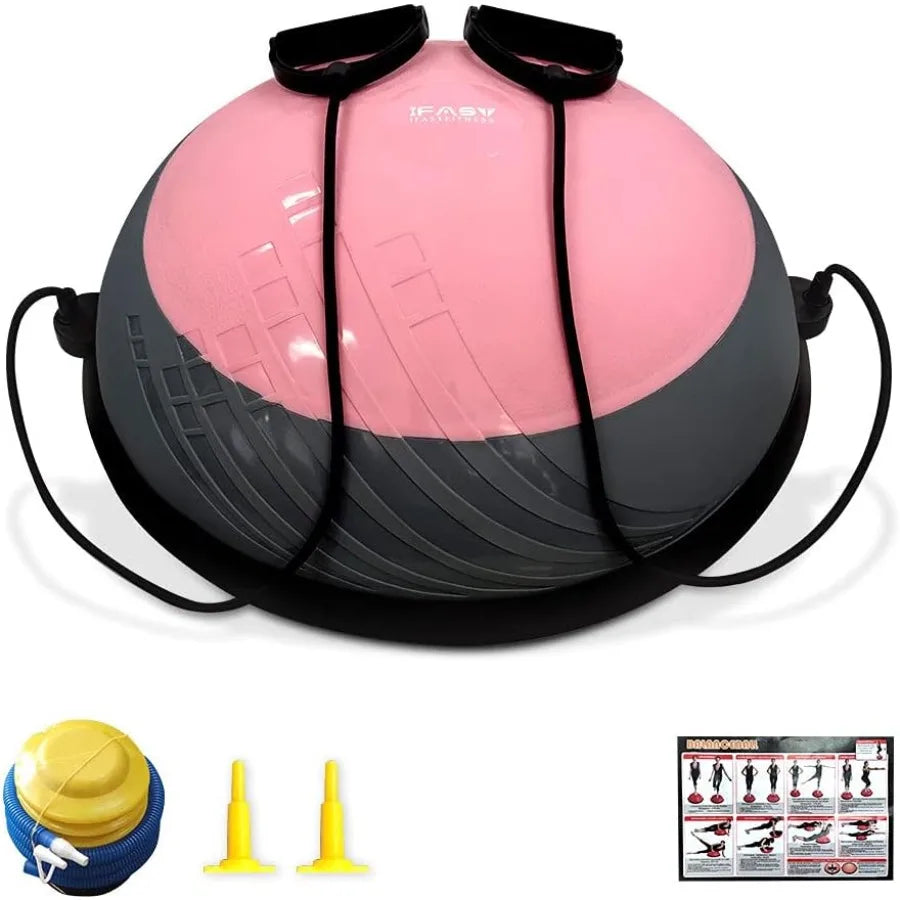 Balance Ball Balance Trainer 660Lbs Weight Capacity IFAST 23" Half Ball with Resistant Band Anti Burst Design AntiSlip Surface