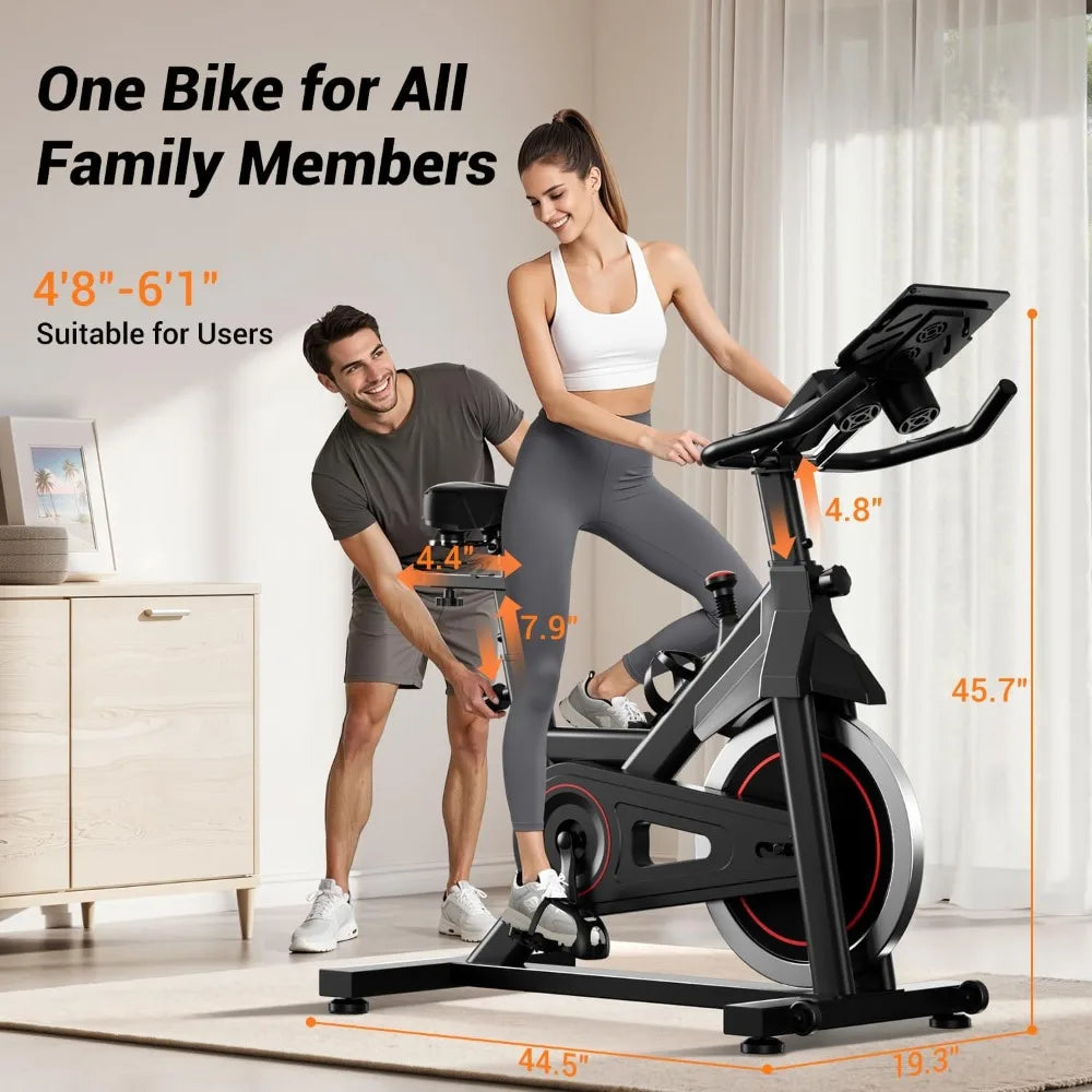 Exercise Bike, Stationary Bikes for Home, 300 LBS Capacity, Workout Bike with Silent Belt Drive, Indoor Cycling Bike with Extra