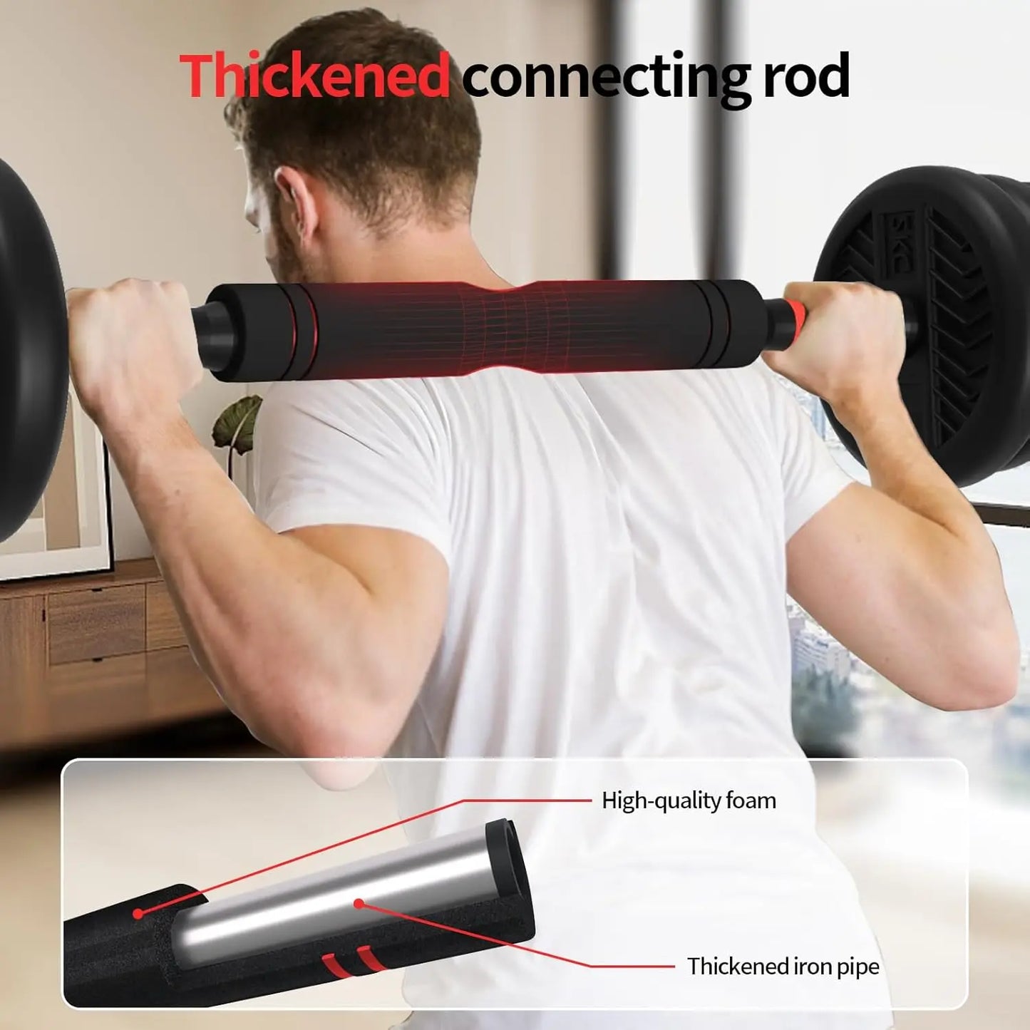 Adjustable Dumbbell Set, 20-80lbs Free Weights for Home Gym, 4-in-1 Workout Equipment as Barbell/Kettlebell/Push-up Stand