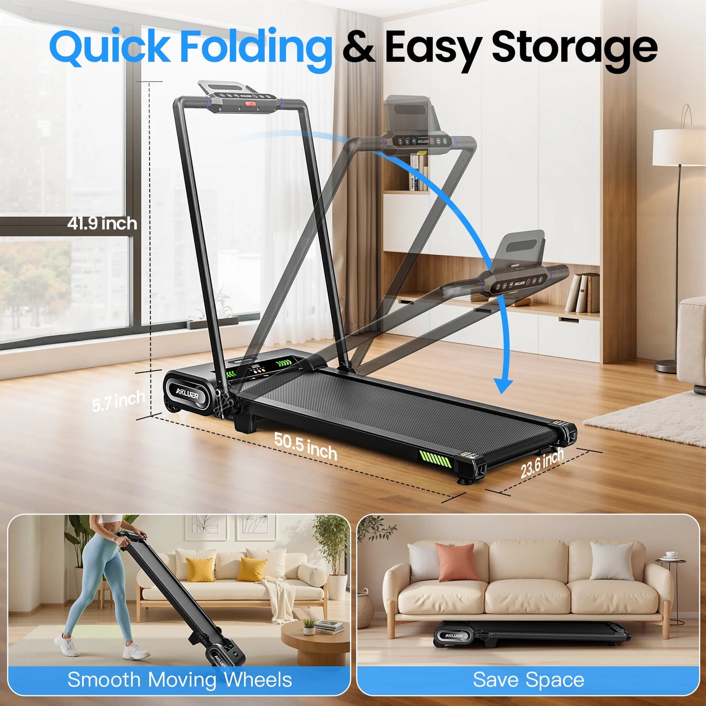 Walking Pad Treadmill with Auto Incline, 6 in 1 Under Desk Treadmill, 2.5HP 6-Level Incline for Home with 330LBS Capacity