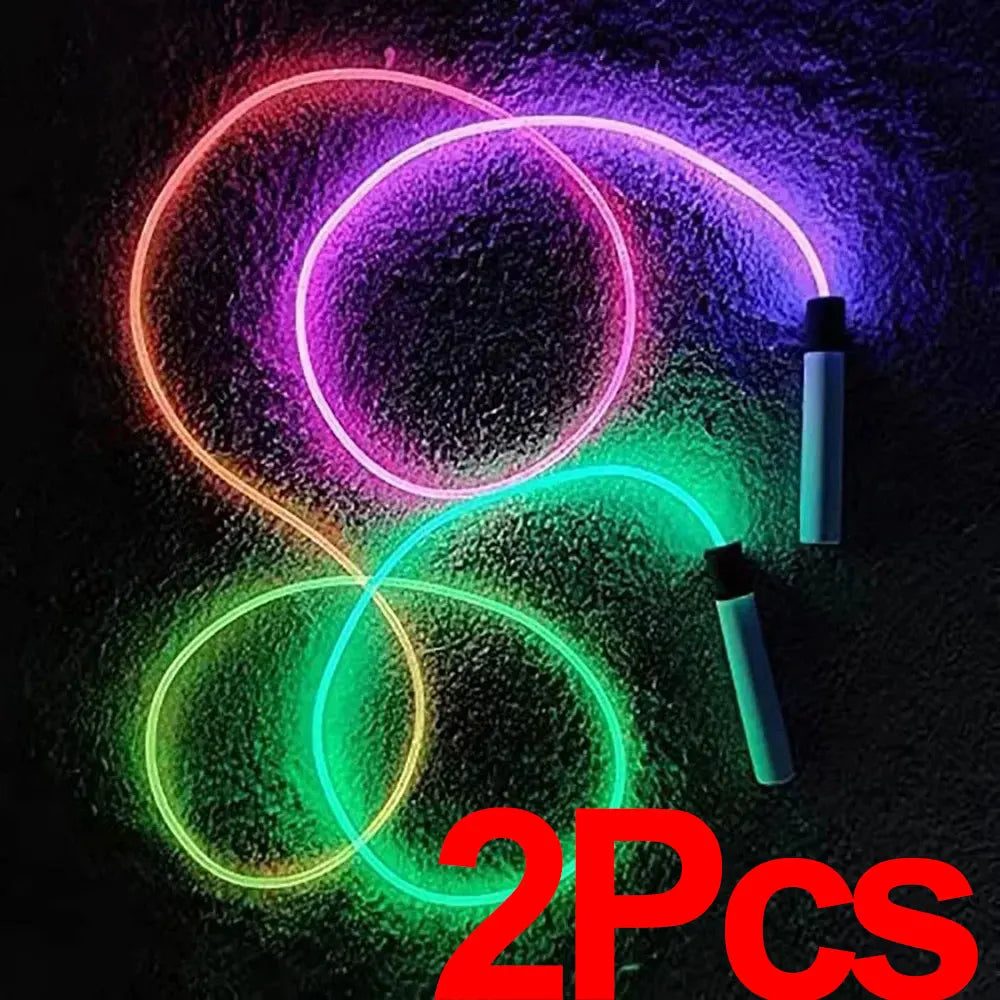 Luminous Jump Rope Kids Adults LED Glowing Skipping String Rope Fitness Training ABS Anti Slip Handles Outdoor Sports