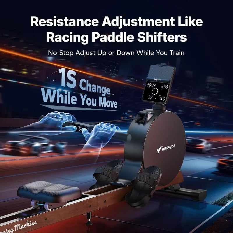 MERACH Pro-Grade Rowing Machines for Home, Smart Magnetic Rowing Machine with Self-Generation, Double Resistance