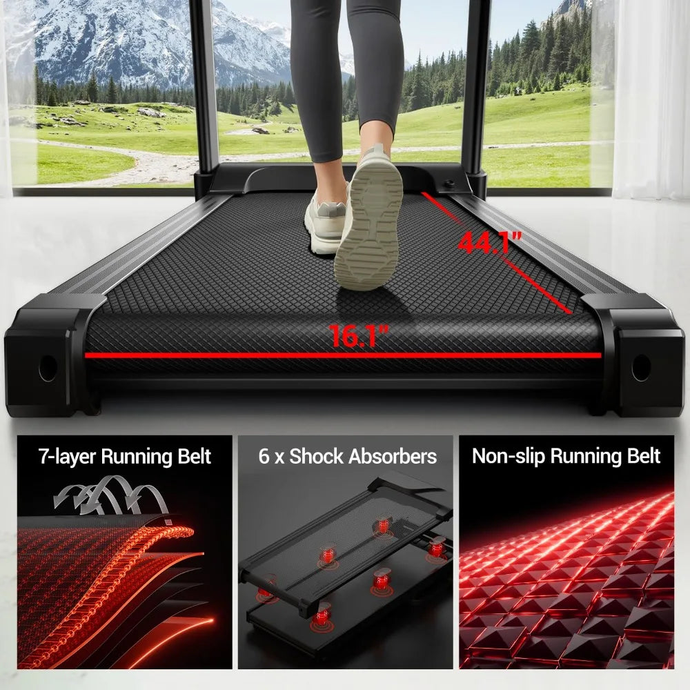 Fitness 2%-20% Auto Incline Foldable Treadmill, 4.0HP,400lb Capacity Handle Running Treadmills for Home 8.0MPH Max, Customized