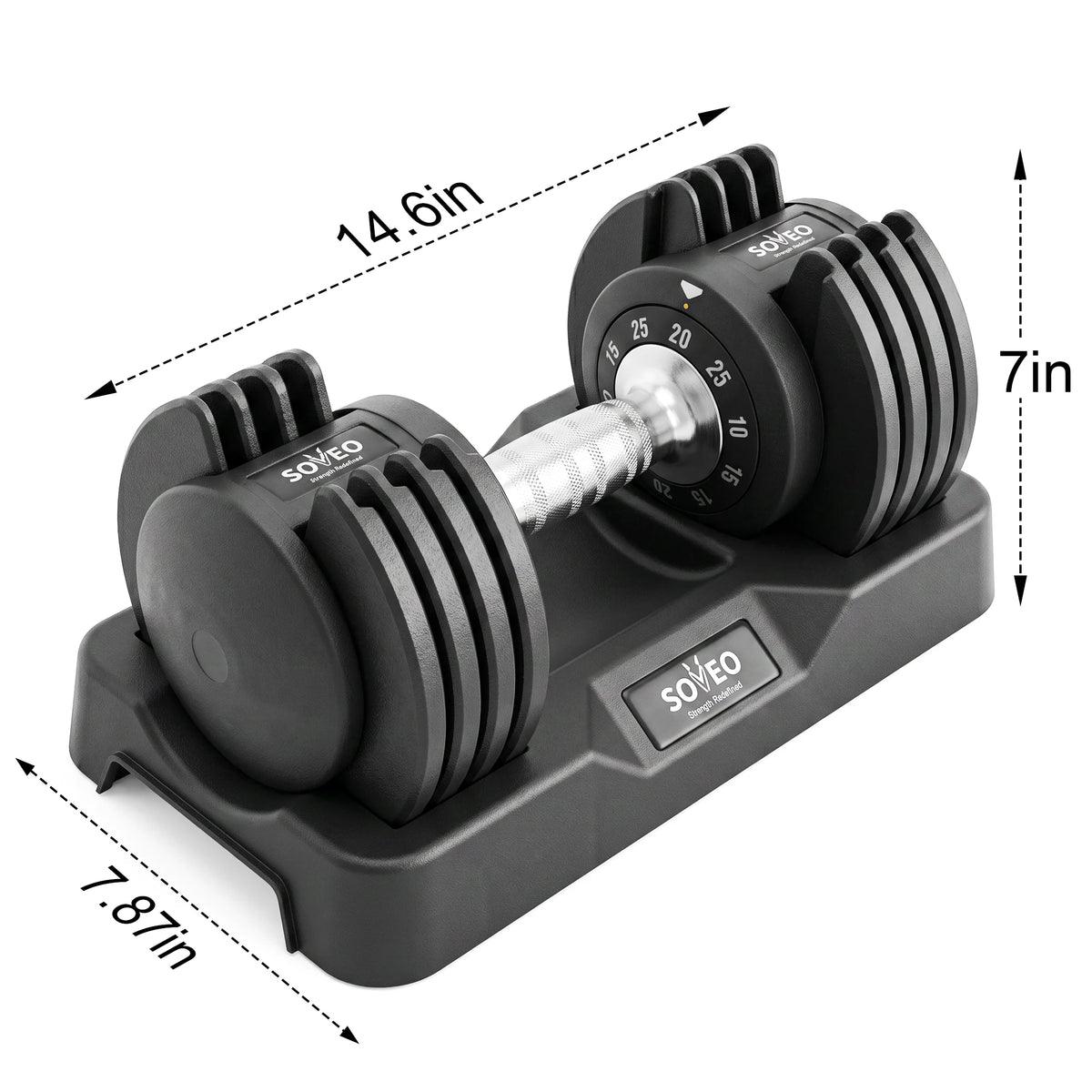10-in-1 Adjustable Dumbbell Set 25/55LB, Fast 1s Weight Dial & Dual Lock System, Space-Saving Home Gym Fitness Weights with Tray