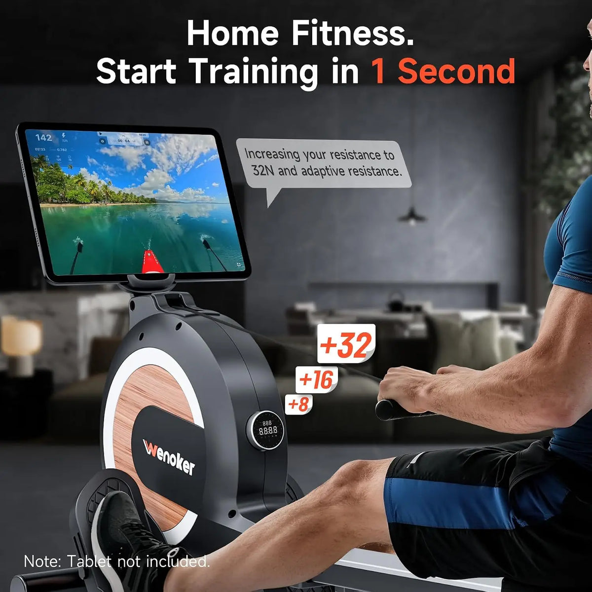 Rowing Machine, Magnetic Rowing Machine for Home, Upgraded 32-Levels Resistance with Smart Electronic Knob, 350 LBS Weight Capacity, Compact Rower Machine Easy Assembly.