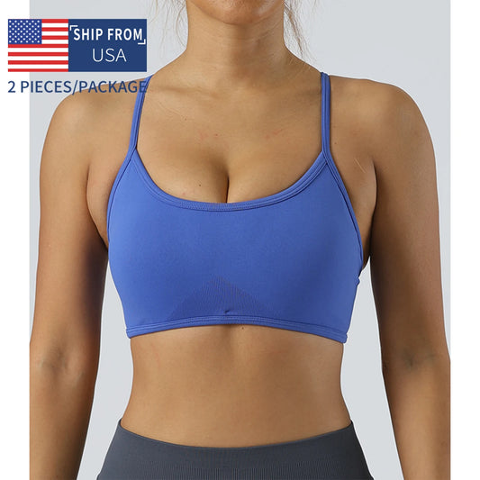 Newly listed price 2Pieces TKITK  Sports Bra Seamless Spandex Woman Fitness Elastic  Sports Underwear
