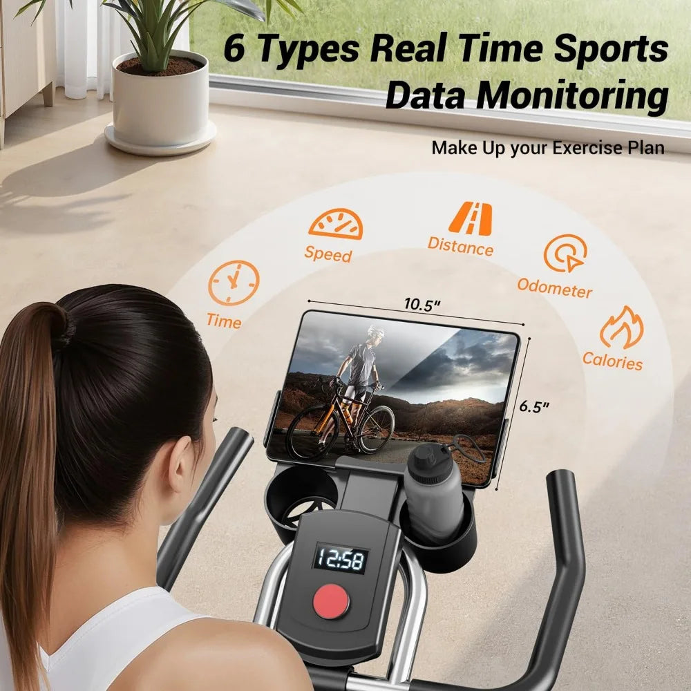 Exercise Bike, Stationary Bikes for Home, 300 LBS Capacity, Workout Bike with Silent Belt Drive, Indoor Cycling Bike with Extra