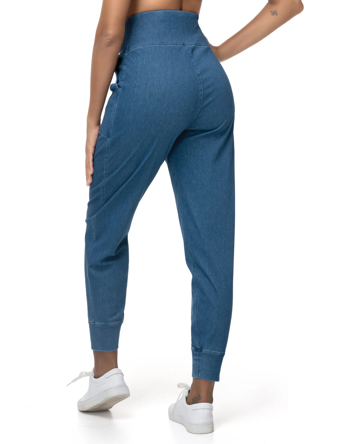 THE GYM PEOPLE Women's High Waisted Denim Joggers Pants Stretchy Tapered Pull On Casual Workout Jeans Jeggings with Pockets