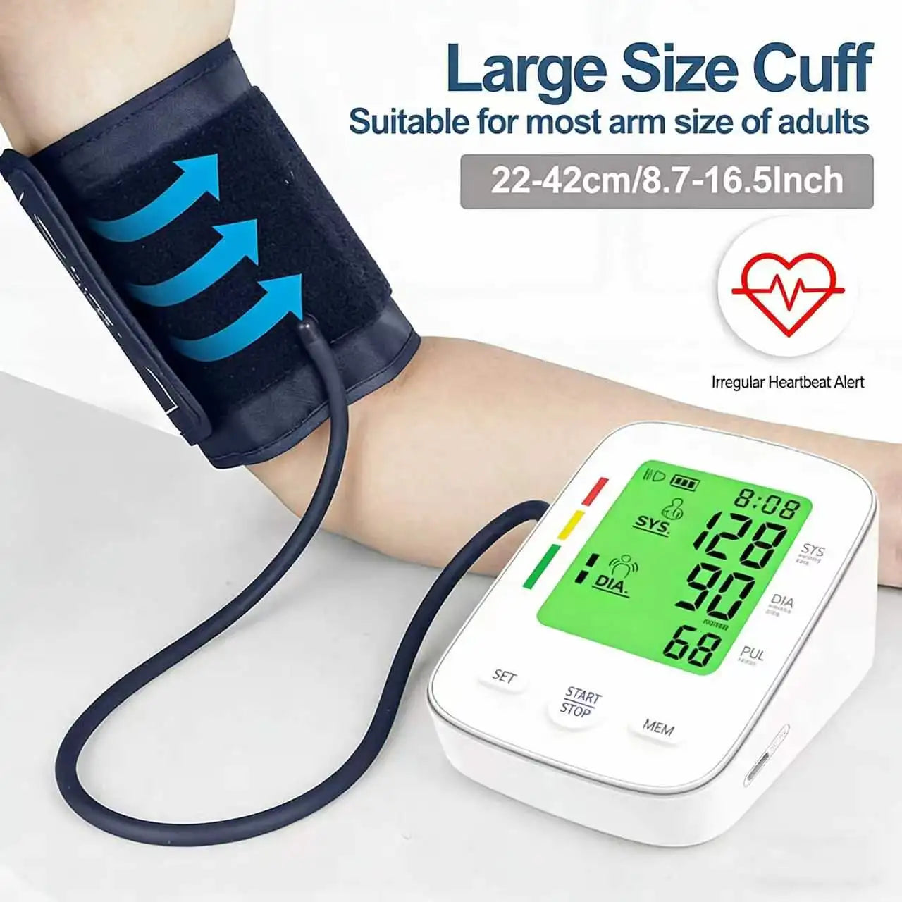 Kingclinic LCD Portable Upper Arm Blood Pressure Monitor Portable Digital Sphygmomanometer BP monitor