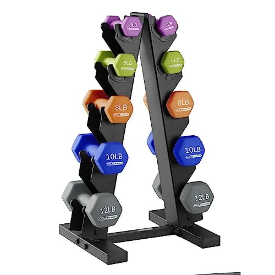 Neoprene Dumbbell Weights Set w/Rack Home Gym Equipment - Portable Weighted Exercise Dumbbells for Fitness Training and Lifting