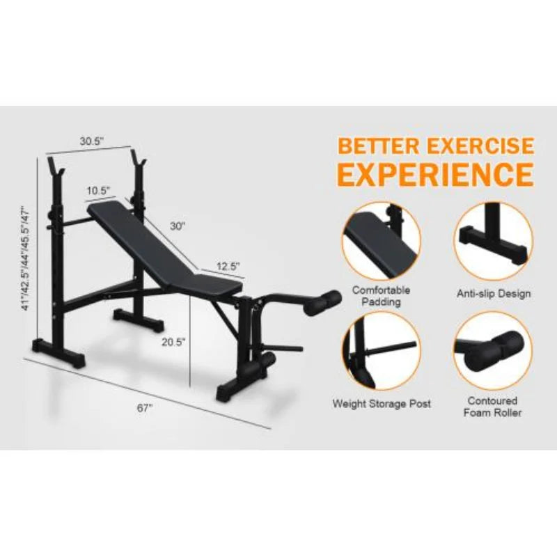 Weight Bench Full Body Workout For Home Gym With Squat Rack And Bench Press Adjustable Strength Training Equipment