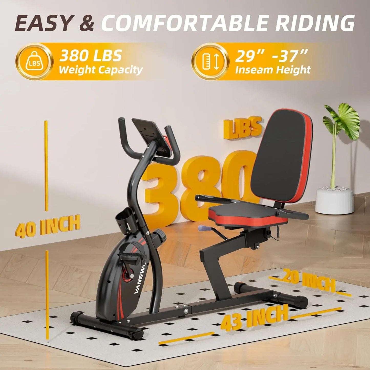 Exercise Bike, Recumbent Stationary Bikes for Home 400 LBS Weight Capacity, Exercise Bike for Home Seniors