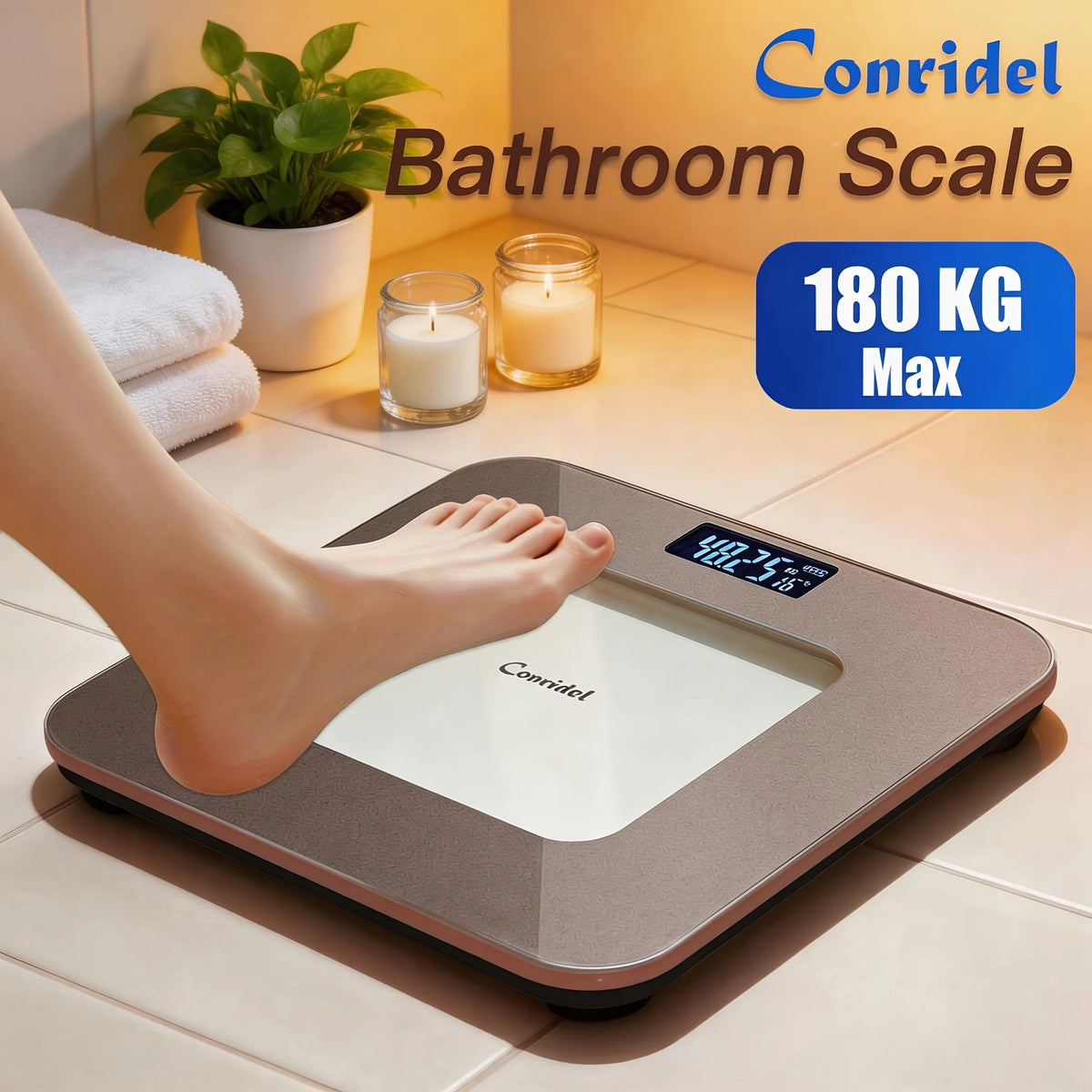 High Precision Digital Body Weight Bathroom Scale 180KG/396.8LB Large LCD Screen Battery Included Household Weighing Scale Multi‑Color Stream Gold Pink Olive Green Star Orange