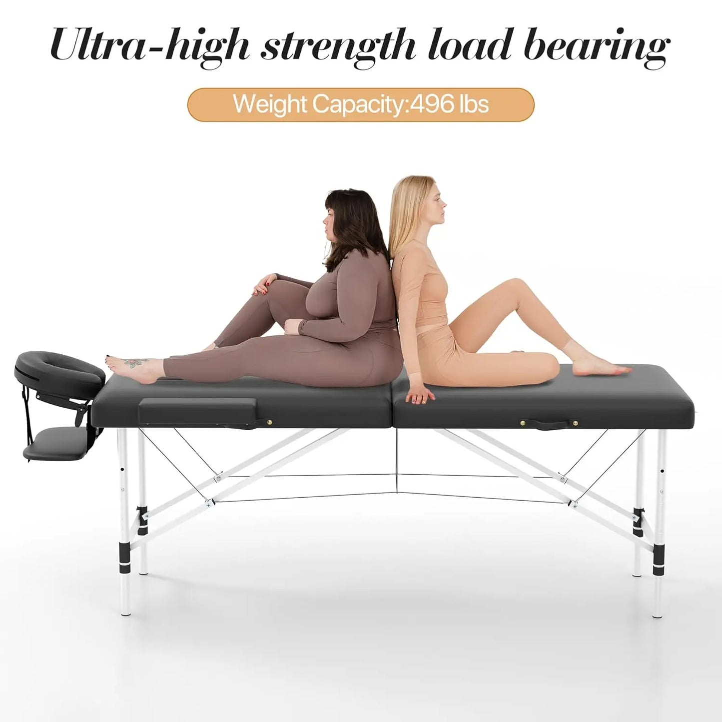 Foldable 2 Section Portable Massage Table Height Adjustable Facial Spa Tattoo Bed with Face Cradle Aluminum Frame Home, Custom