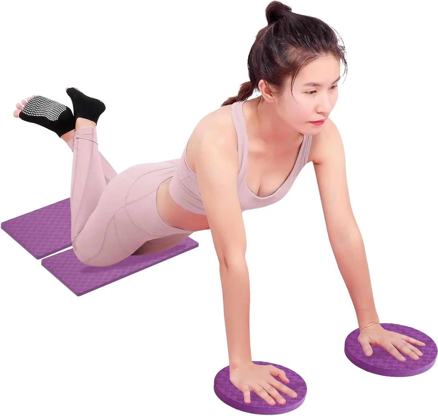 2-Pack TPE Yoga Knee Pads & Exercise Mat - Extra Thick Non-Slip Support for Plank, Push-Up, Kneeling, Pilates & Floor Workouts