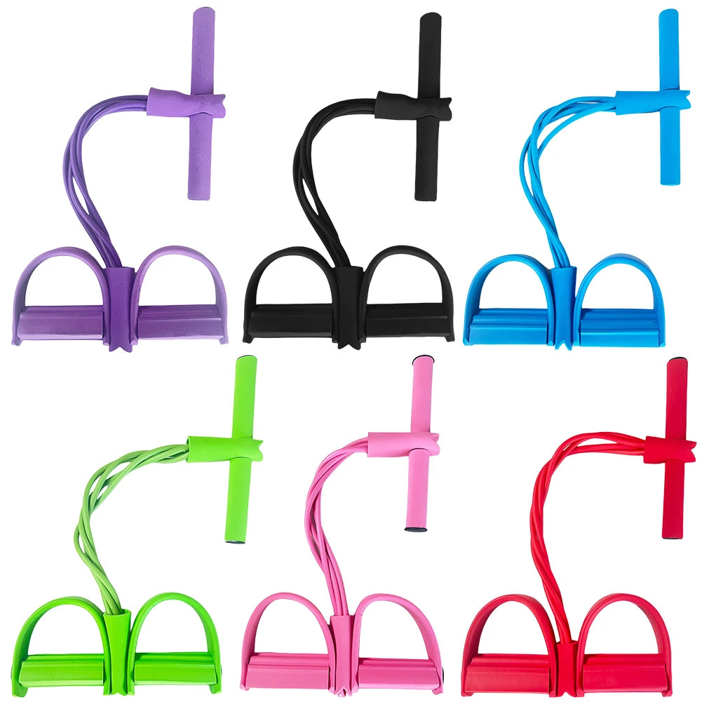 4-Tube Pedal Resistance Band Tube Pedal Ankle Puller Pedal Puller Resistance Rope for Home Fitness Stretching Strength Training