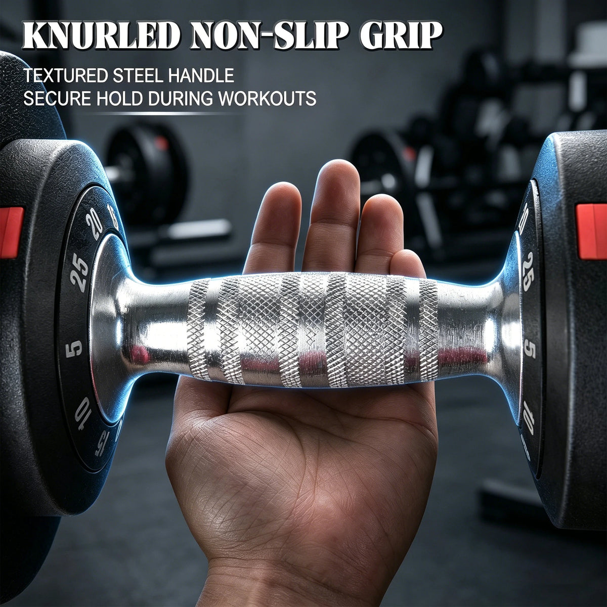 10-in-1 Adjustable Dumbbell Set 25/55LB, Fast 1s Weight Dial & Dual Lock System, Space-Saving Home Gym Fitness Weights with Tray