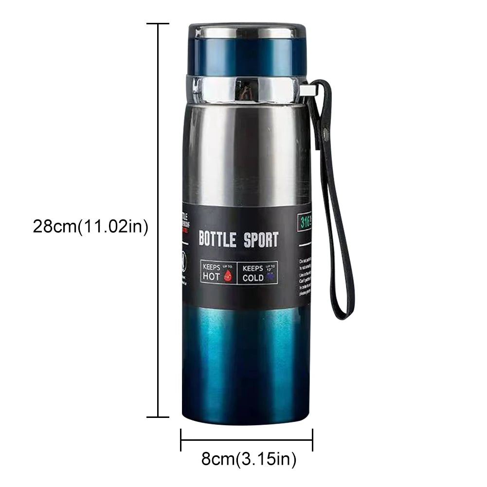 1000ml Insulated Thermal Water Bottle with Handle Double Wall Vacuum Flask for Hot and Cold Drinks Outdoor Sports