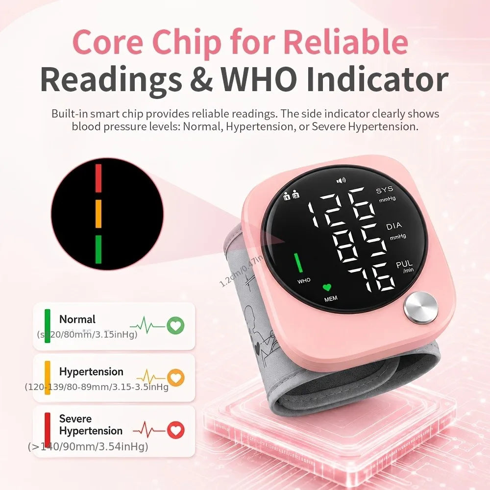 Automatic Wrist Blood Pressure Monitor with Adjustable Cuff, Large LCD Display & Voice Broadcast. Features Irregular Heartbeat Detection, Pulse Monitor & USB Charging. Accurate BP Machine, Ideal Gift for Parents &. 2x99 Memor